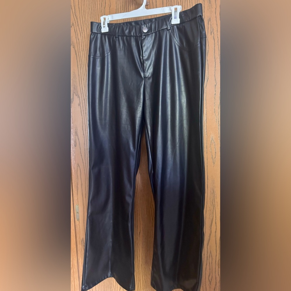 Leather wide leg pants